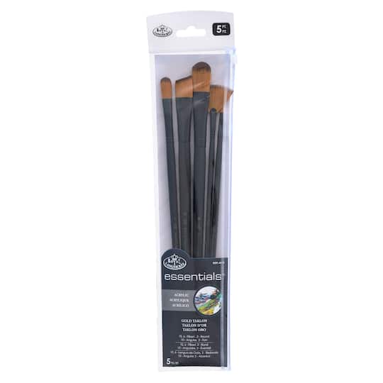 Royal & Langnickel® Essentials™ Acrylic Gold Taklon 5 Piece Brush Set